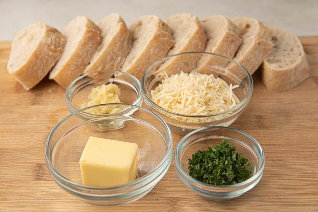 Ingredients for air fryer garlic bread