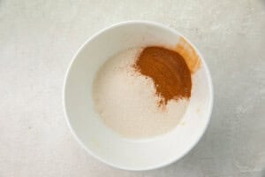 Cinnamon and Swerve Brown in a white bowl on a marble background