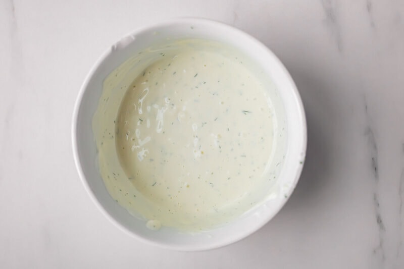 Garlic dill sauce for boiled artichokes.