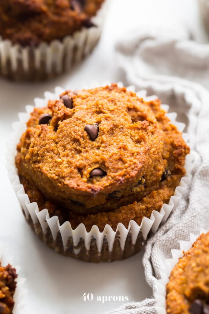 Paleo Pumpkin Chocolate Chip Muffins with Cream Cheese Frosting