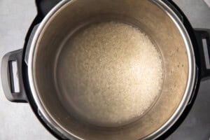 Uncooked sushi rice in an Instant Pot