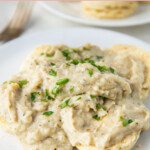 Pinterest graphic for vegan biscuits and gravy