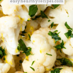 Pin graphic for steamed cauliflower