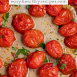 Pin graphic for roasted grape tomatoes