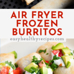 Pin graphic for frozen burritos in the air fryer