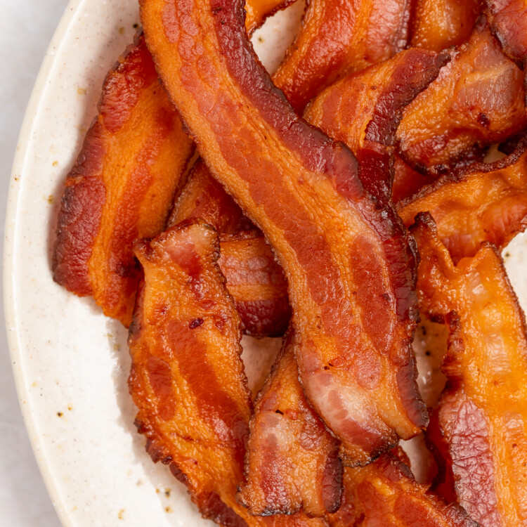 close up overhead image of instant pot bacon