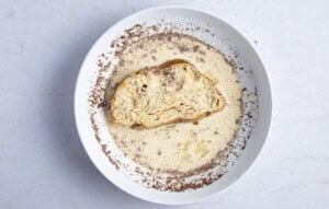 Bread in egg wash for air fryer french toast