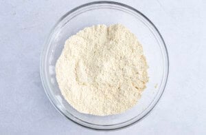 Cornmeal mixture in large glass bowl