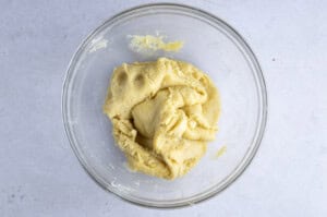 Keto empanada dough in a glass bowl