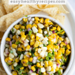 Pin graphic for roasted chili corn salsa