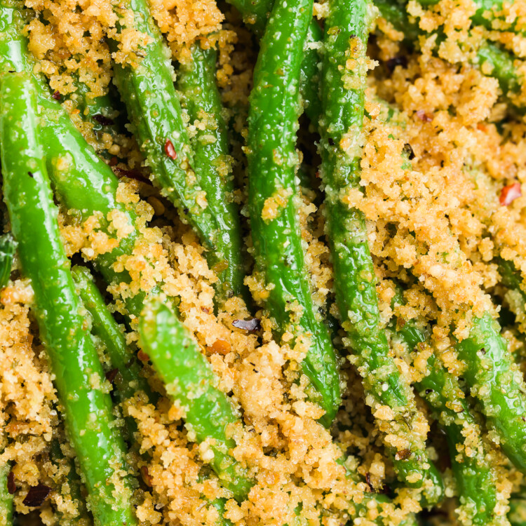 overhead close-up image of italian green beans