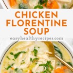 Pin graphic for chicken florentine soup