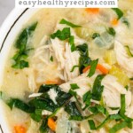 Pin graphic for chicken florentine soup