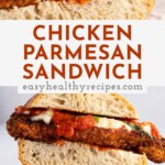 Pin graphic for chicken parm sandwich