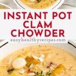 Pin graphic for Instant Pot clam chowder
