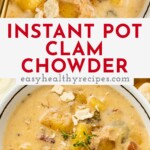Pin graphic for Instant Pot clam chowder