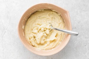 mashed potatoes in a bowl with additional potatoes