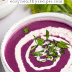 Pin graphic for red cabbage soup