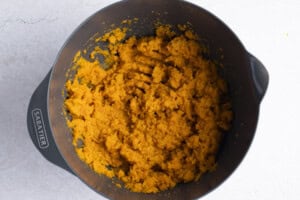 Whipped sweet potatoes in large bowl