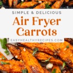 Pin graphic for air fryer roasted carrots