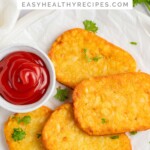 Pin graphic for hashbrowns in the air fryer