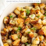 Pin graphic for Southern fried potatoes