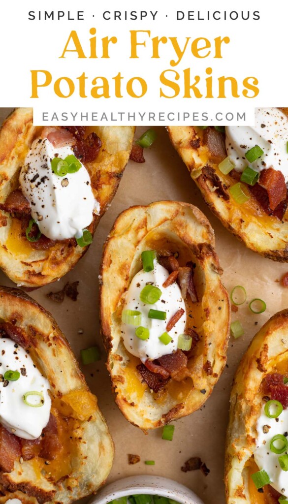 Pin graphic for air fryer potato skins