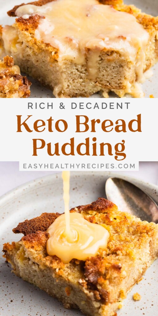 Pin graphic for keto bread pudding