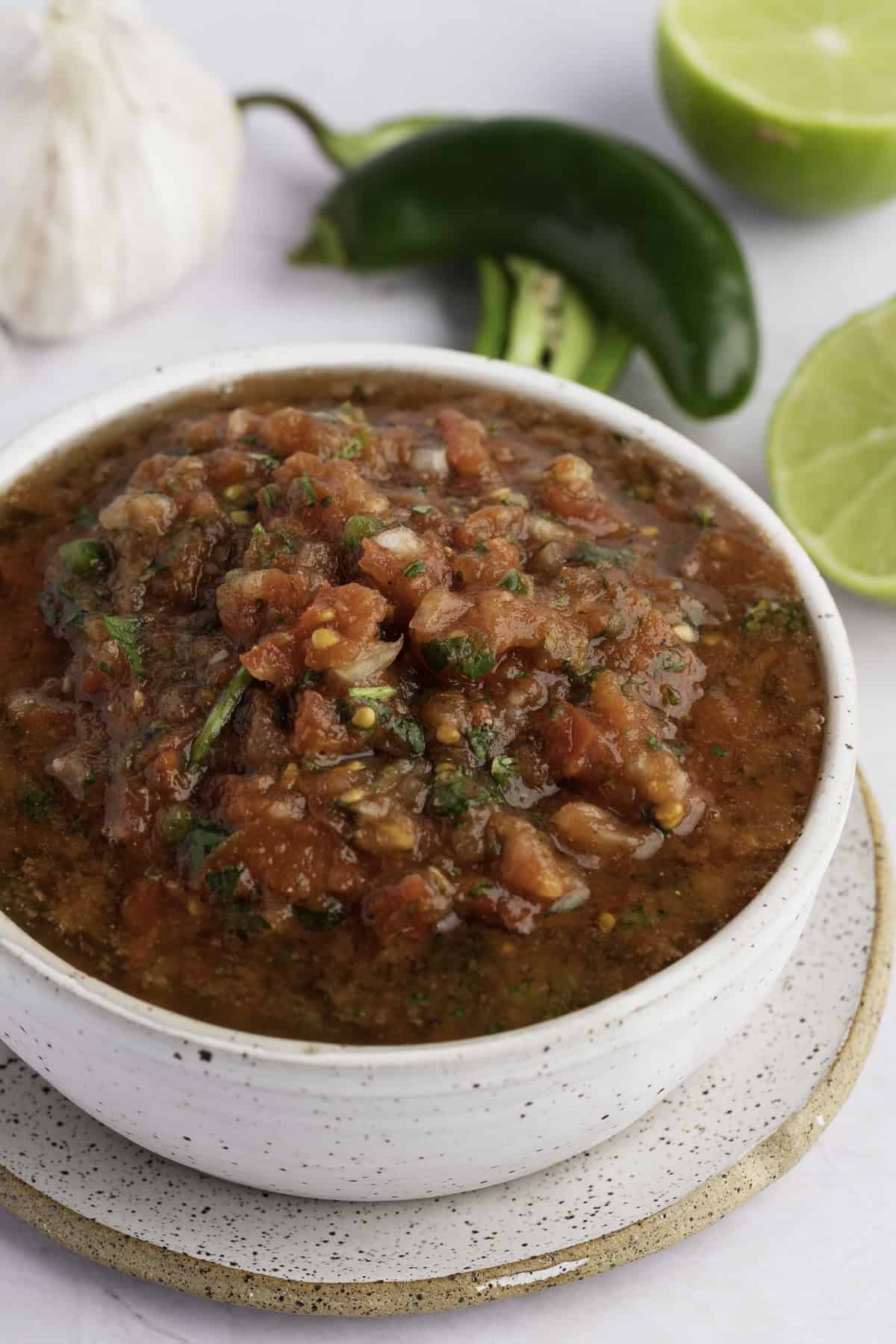 Keto salsa in white bowl