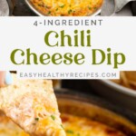Pin graphic for chili cheese dip.