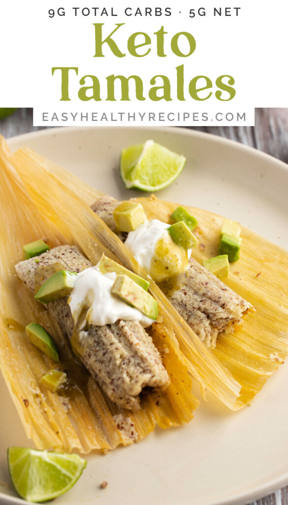 Pin graphic for keto tamales.