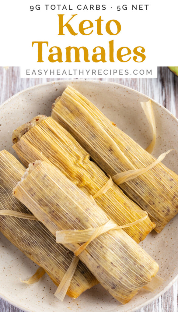 Pin graphic for keto tamales.
