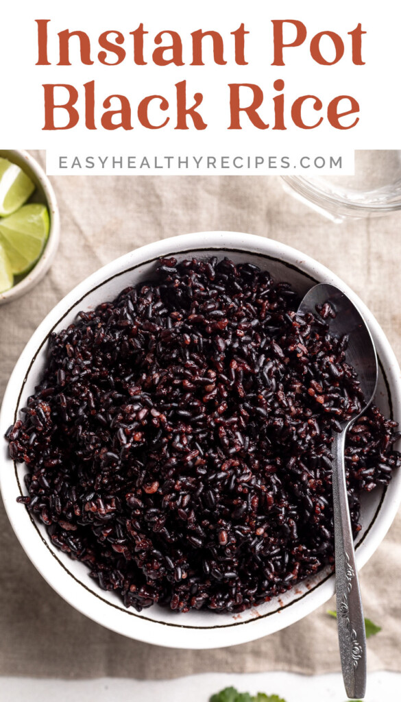 Pin graphic for Instant Pot black rice.