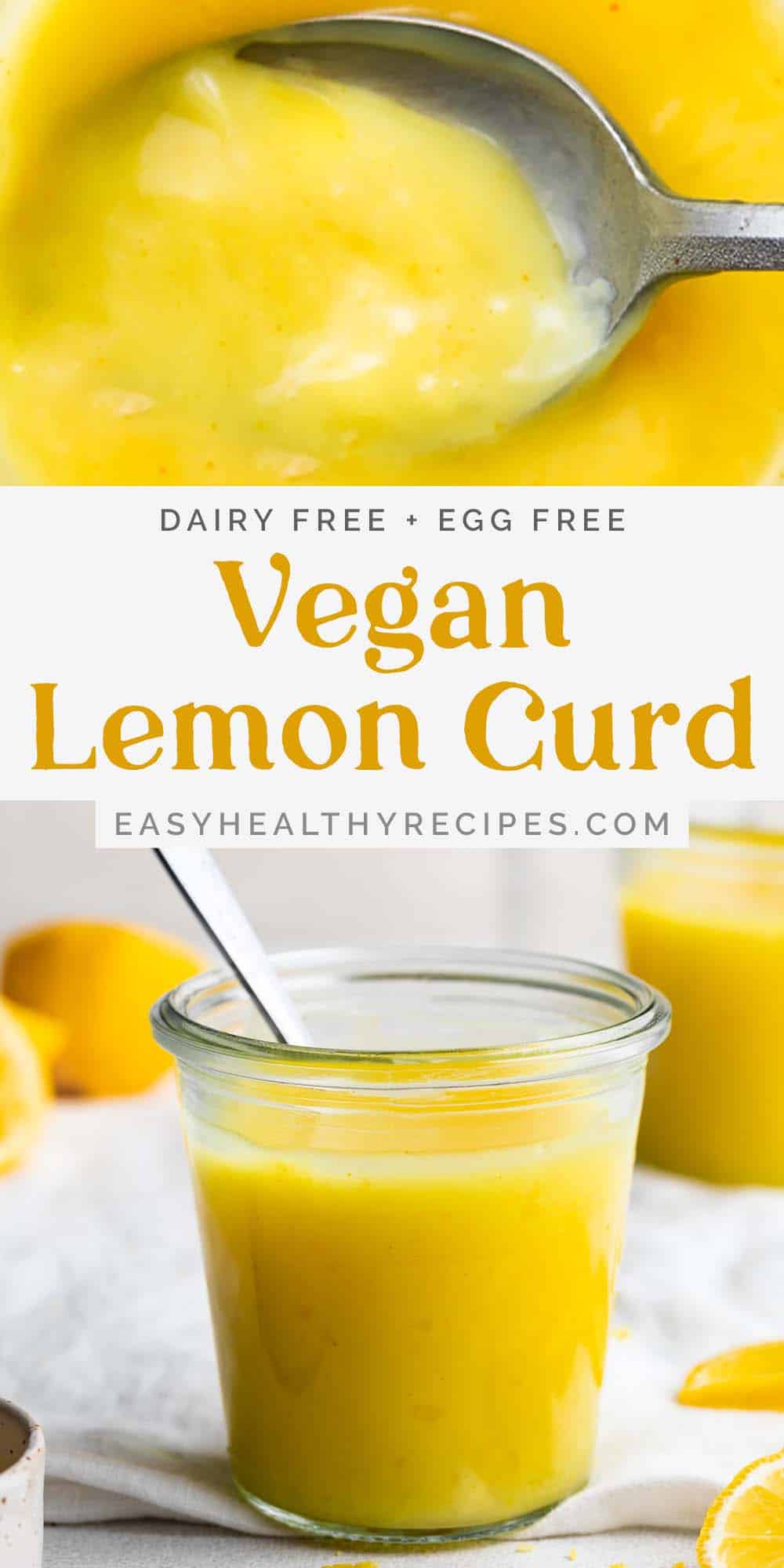 Pin graphic for vegan lemon curd.