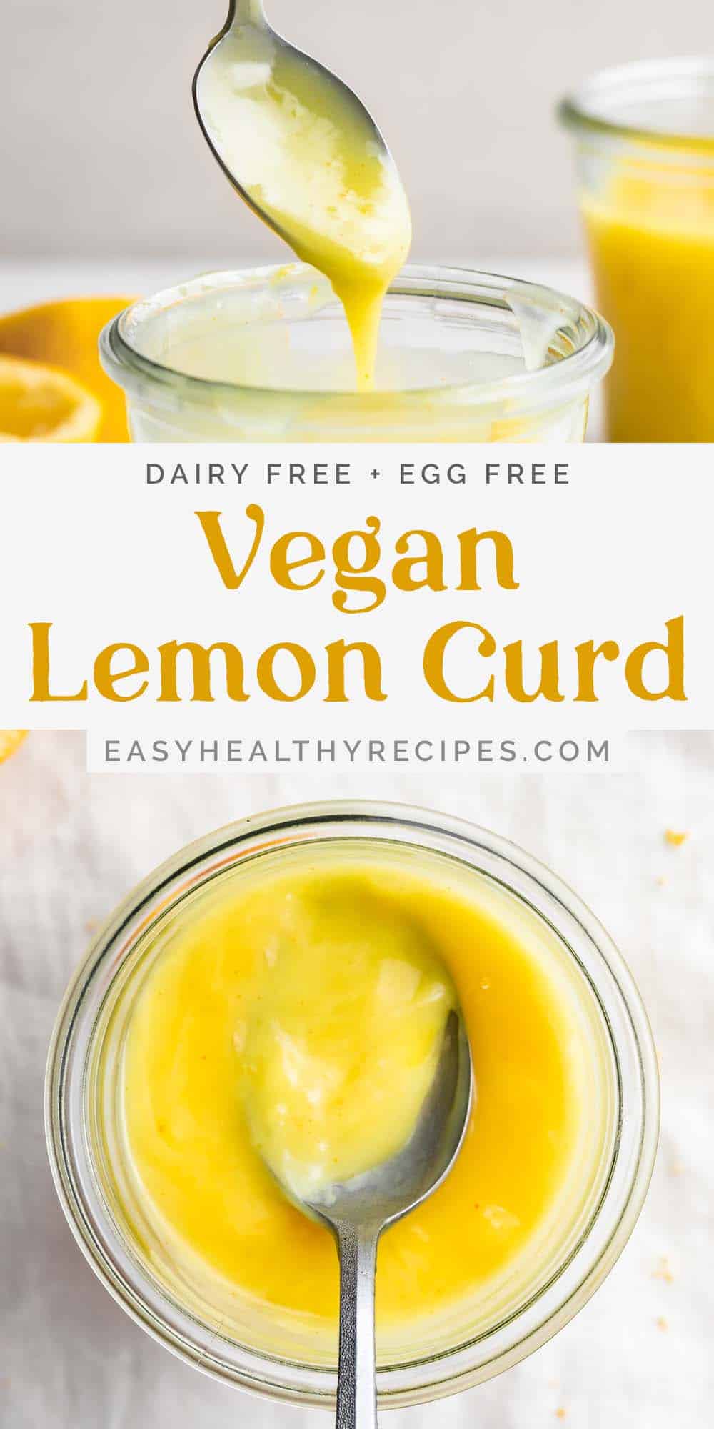 Pin graphic for vegan lemon curd.
