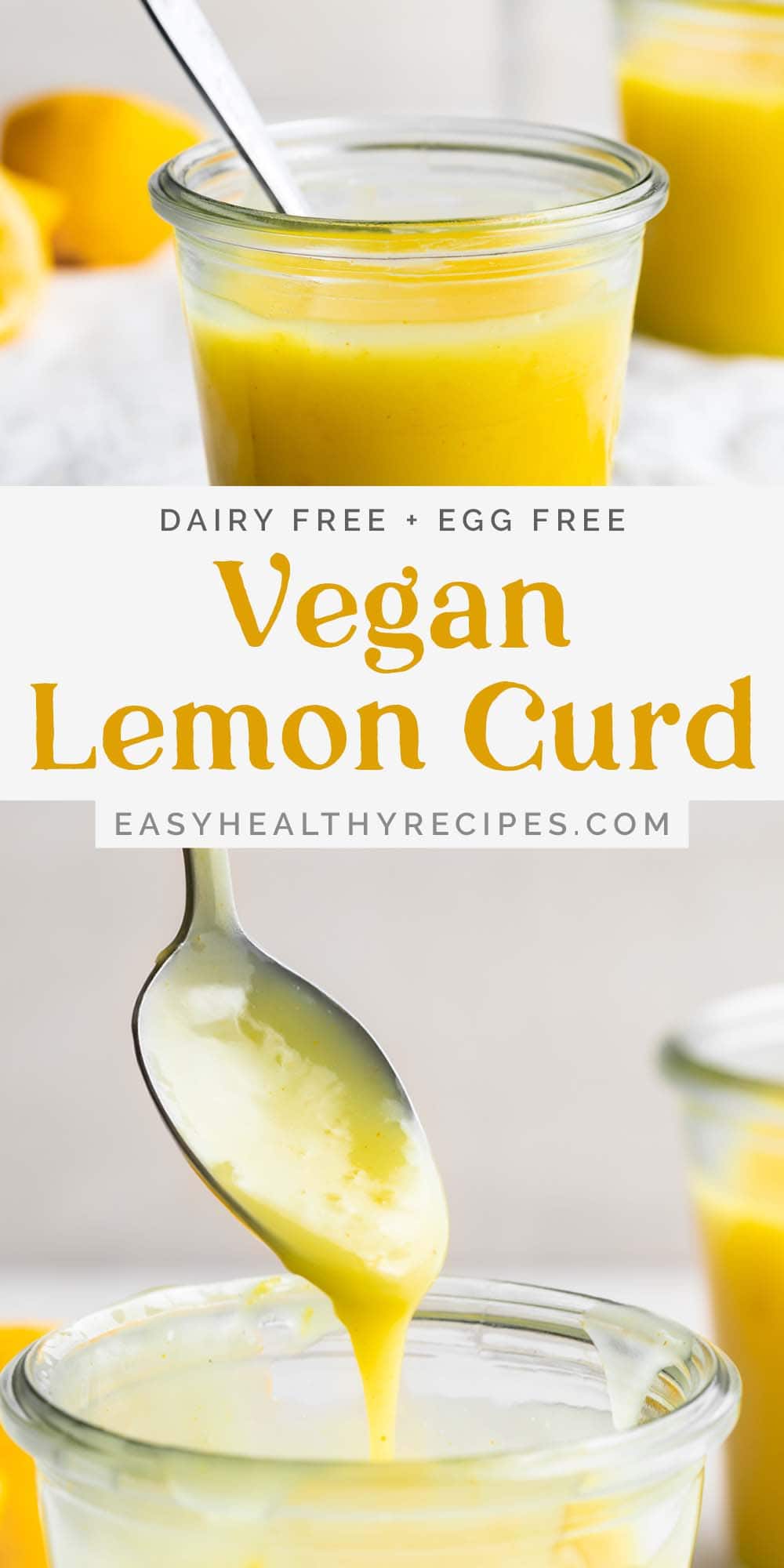 Pin graphic for vegan lemon curd.