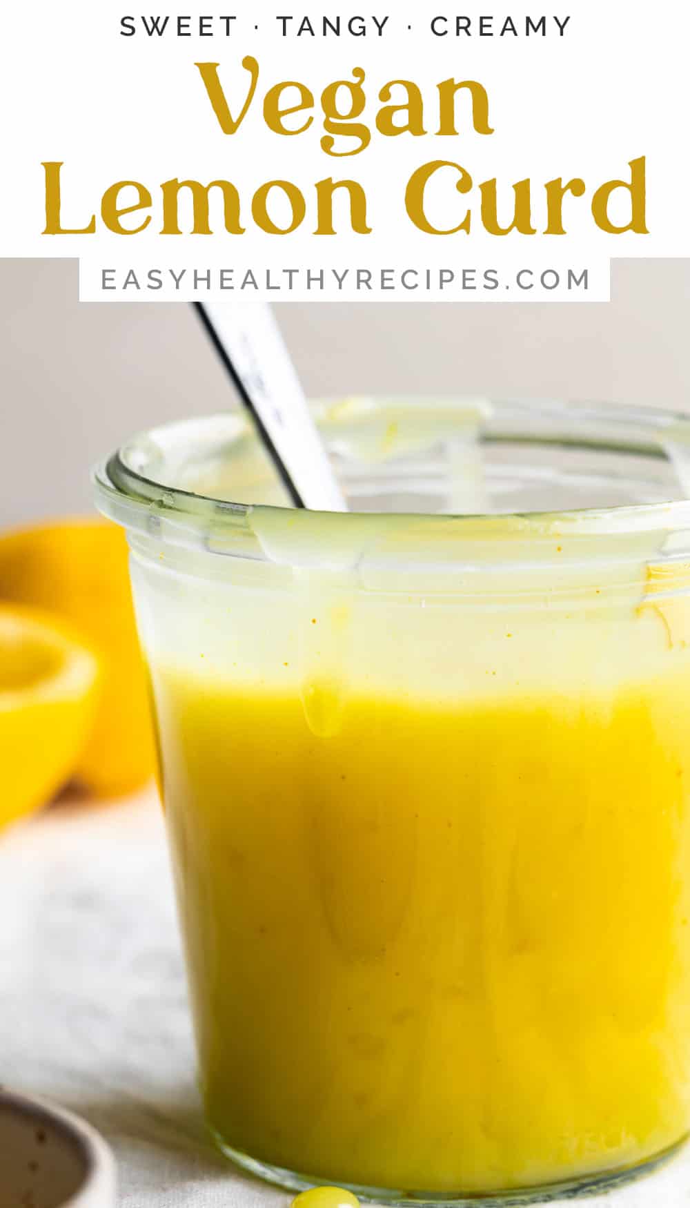 Pin graphic for vegan lemon curd.