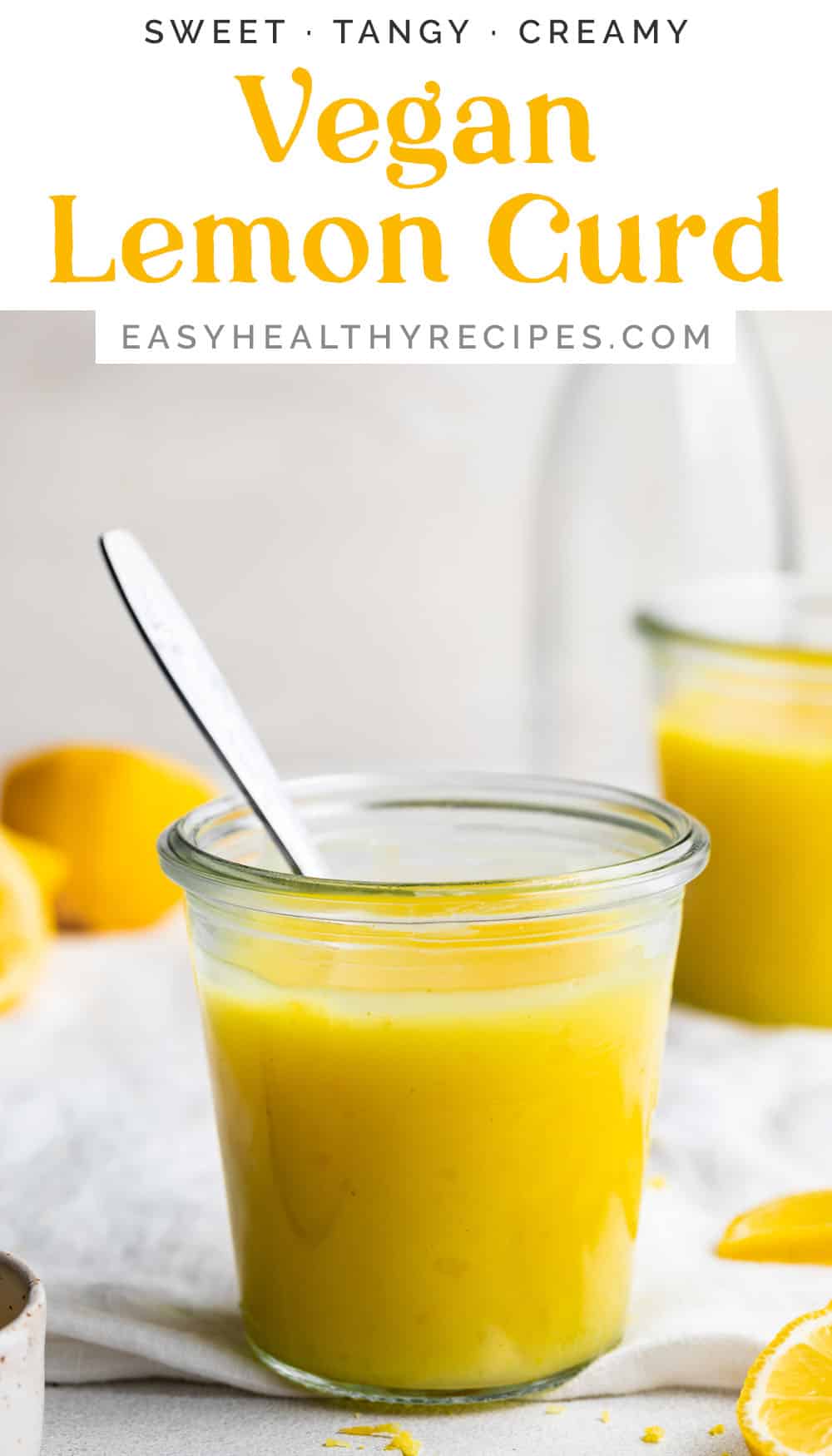 Pin graphic for vegan lemon curd.