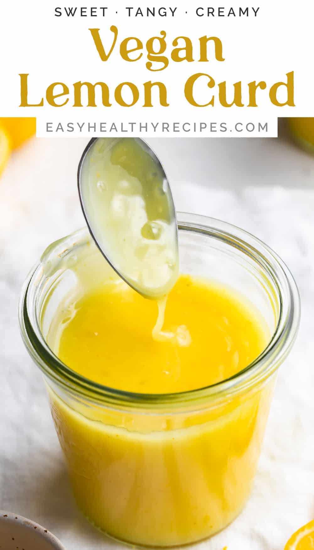 Pin graphic for vegan lemon curd.