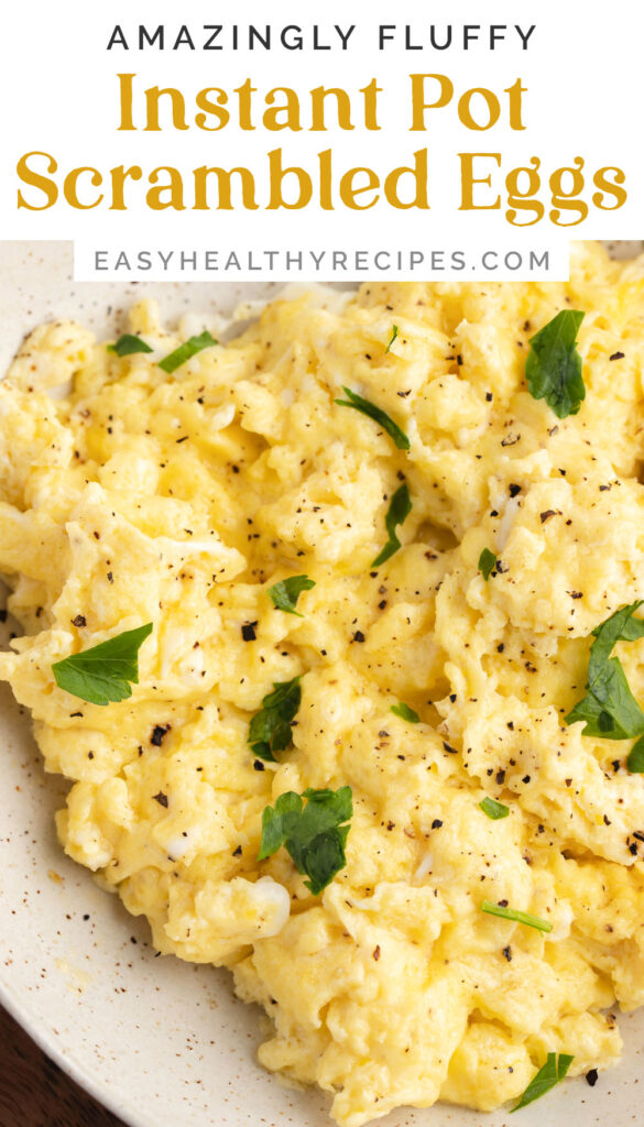 Pin graphic for Instant Pot scrambled eggs.