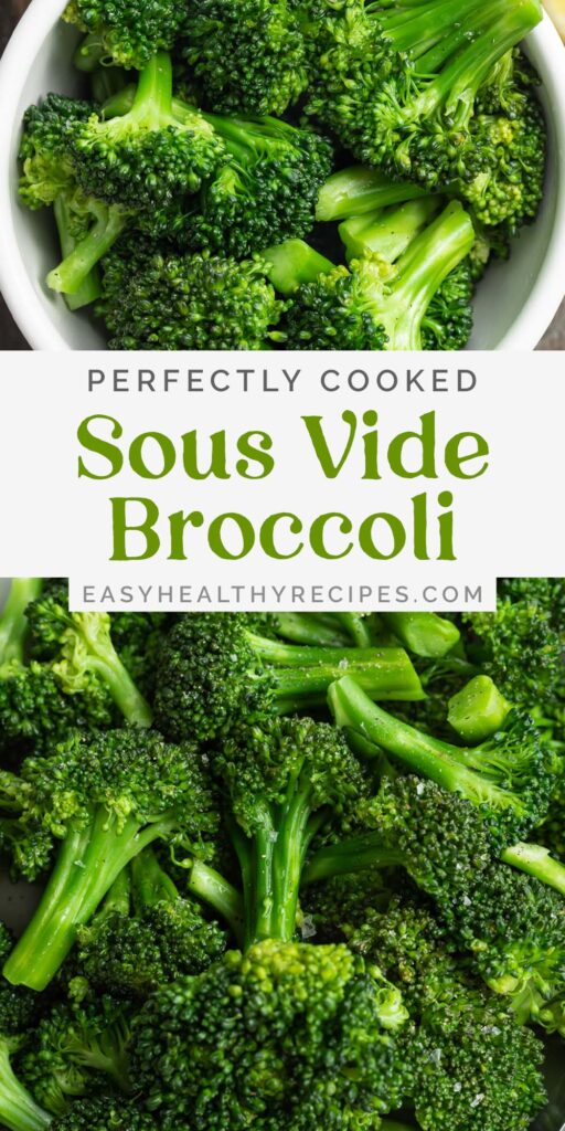 Pin graphic for sous vide broccoli.