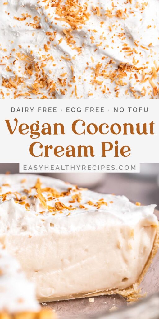 Pin graphic for vegan coconut cream pie.
