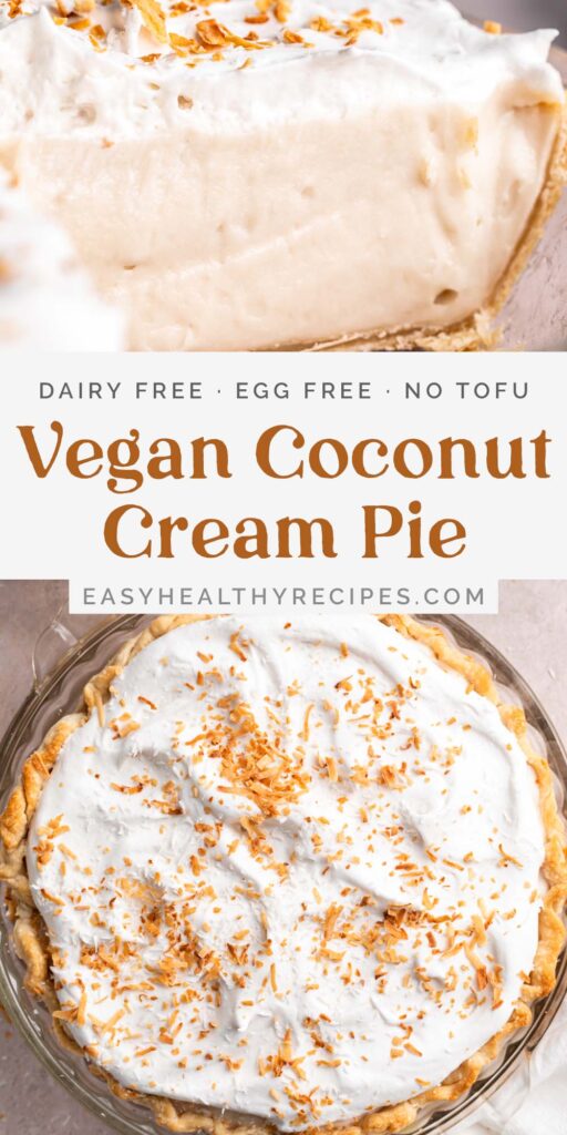 Pin graphic for vegan coconut cream pie.