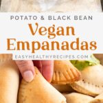 Pin graphic for vegan empanadas.