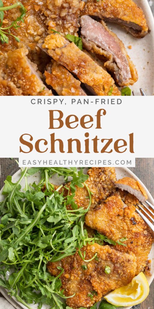 Pin graphic for beef schnitzel.