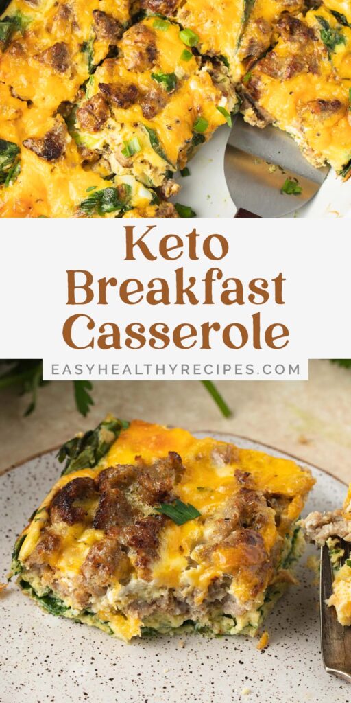 Pin graphic for keto breakfast casserole.