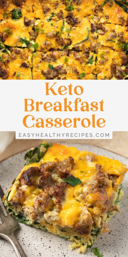 Pin graphic for keto breakfast casserole.