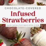 Pin graphic for infused strawberries.