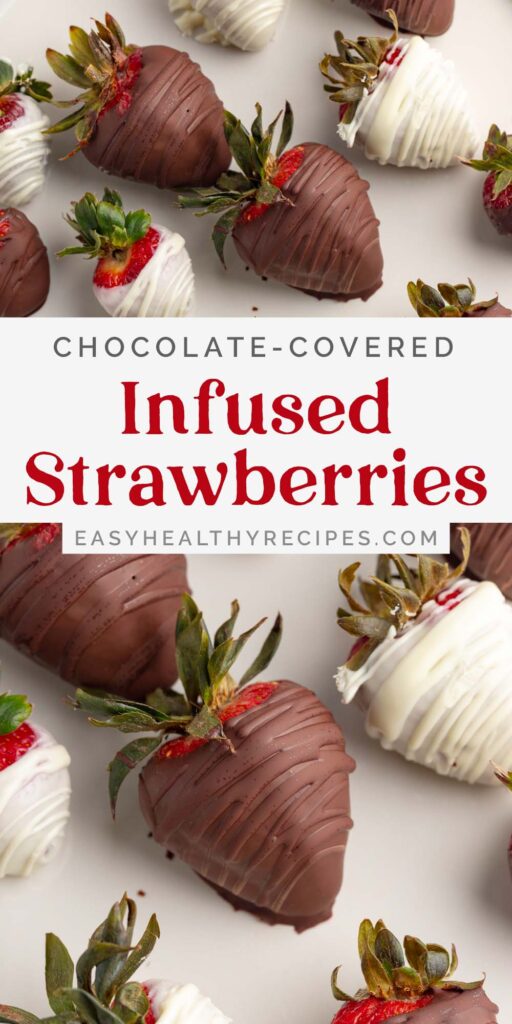 Pin graphic for infused strawberries.