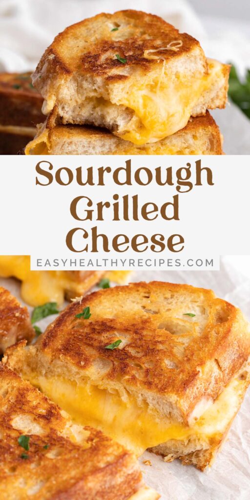 Pin graphic for sourdough grilled cheese.